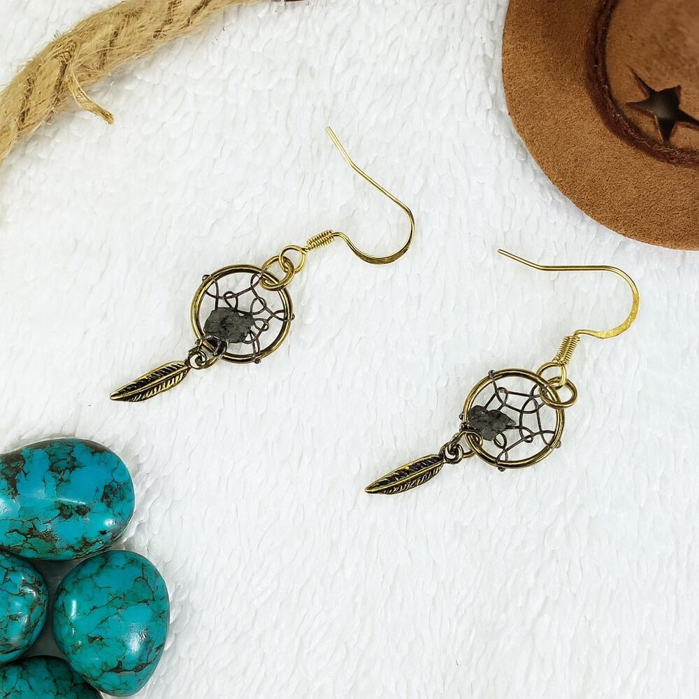 Handmade Western Boho Dreamcatcher Earrings - Picture 1 of 6